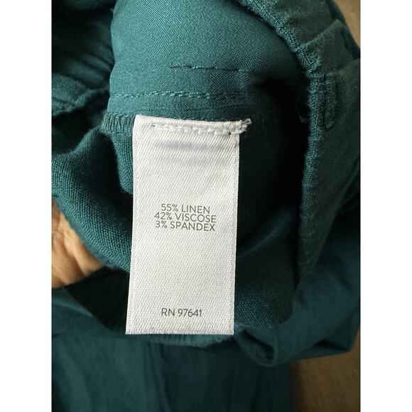 J Jill Linen Wide Leg Crop Pants Women’s Green Teal Color Linen Blend Size Large - Picture 7 of 9